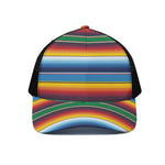 Tribal Mexican Blanket Stripe Print Black Mesh Trucker Cap