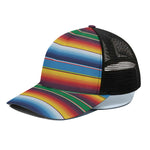 Tribal Mexican Blanket Stripe Print Black Mesh Trucker Cap