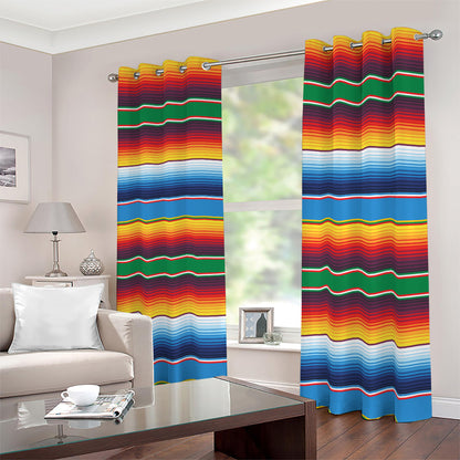 Tribal Mexican Blanket Stripe Print Blackout Grommet Curtains