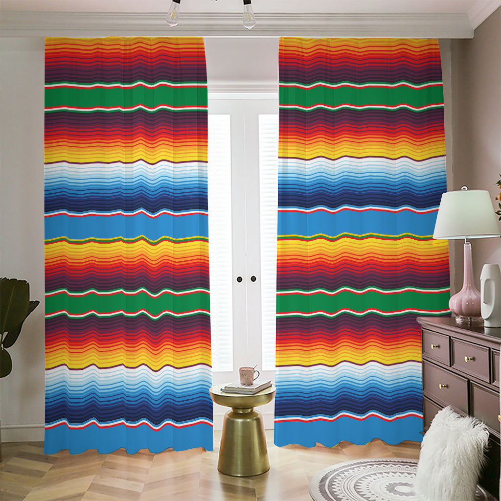 Tribal Mexican Blanket Stripe Print Blackout Pencil Pleat Curtains