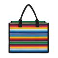 Tribal Mexican Blanket Stripe Print Canvas Tote Bag