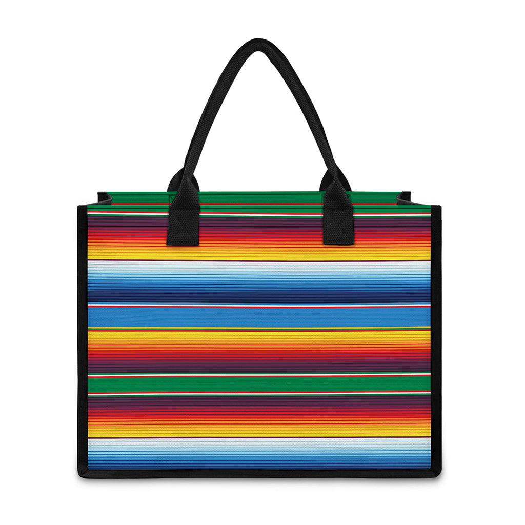 Tribal Mexican Blanket Stripe Print Canvas Tote Bag