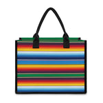 Tribal Mexican Blanket Stripe Print Canvas Tote Bag