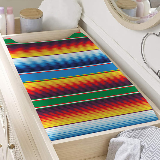 Tribal Mexican Blanket Stripe Print Changing Pad Cover