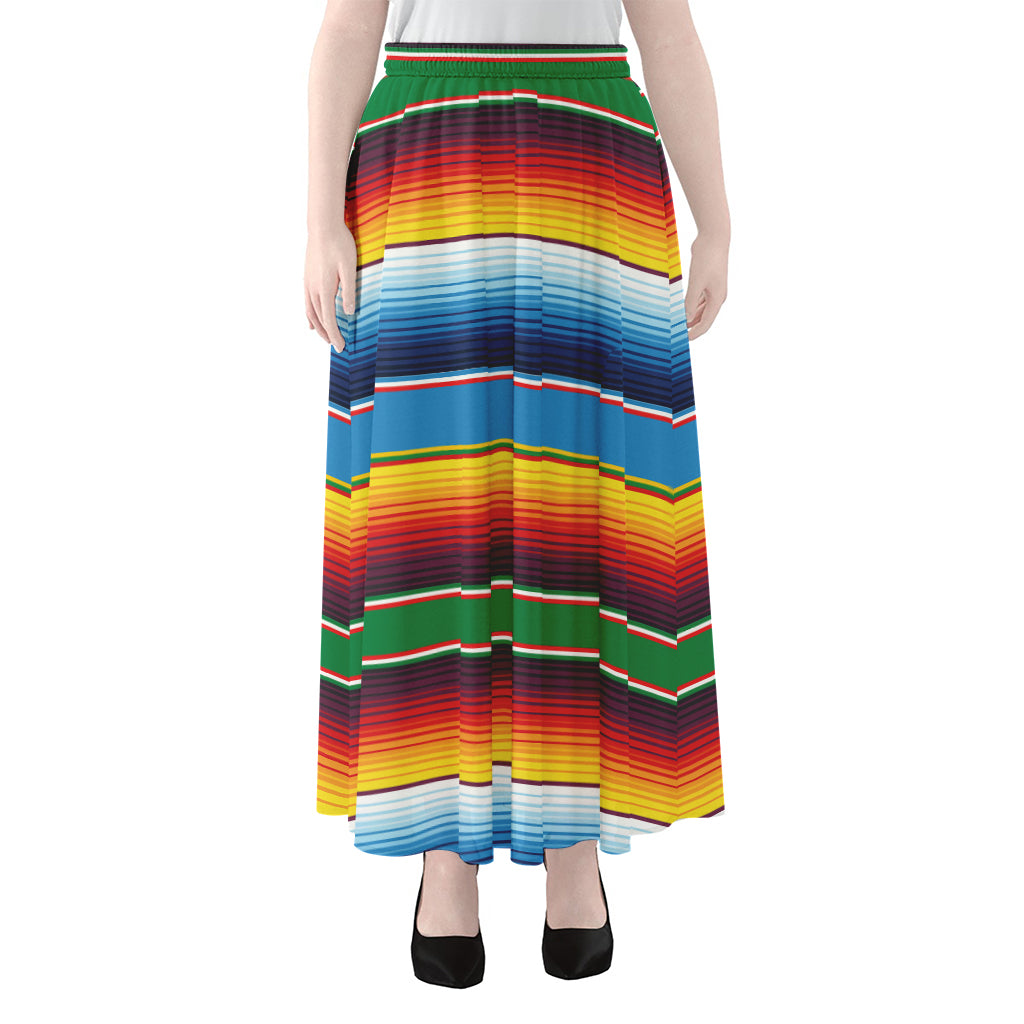 Tribal Mexican Blanket Stripe Print Chiffon Maxi Skirt