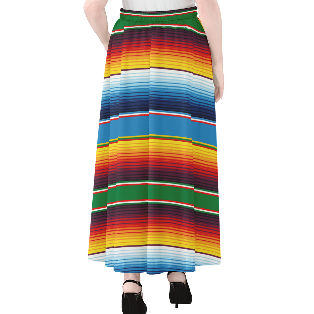 Tribal Mexican Blanket Stripe Print Chiffon Maxi Skirt