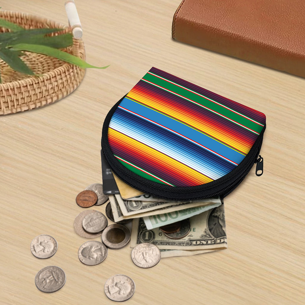Tribal Mexican Blanket Stripe Print Coin Purse