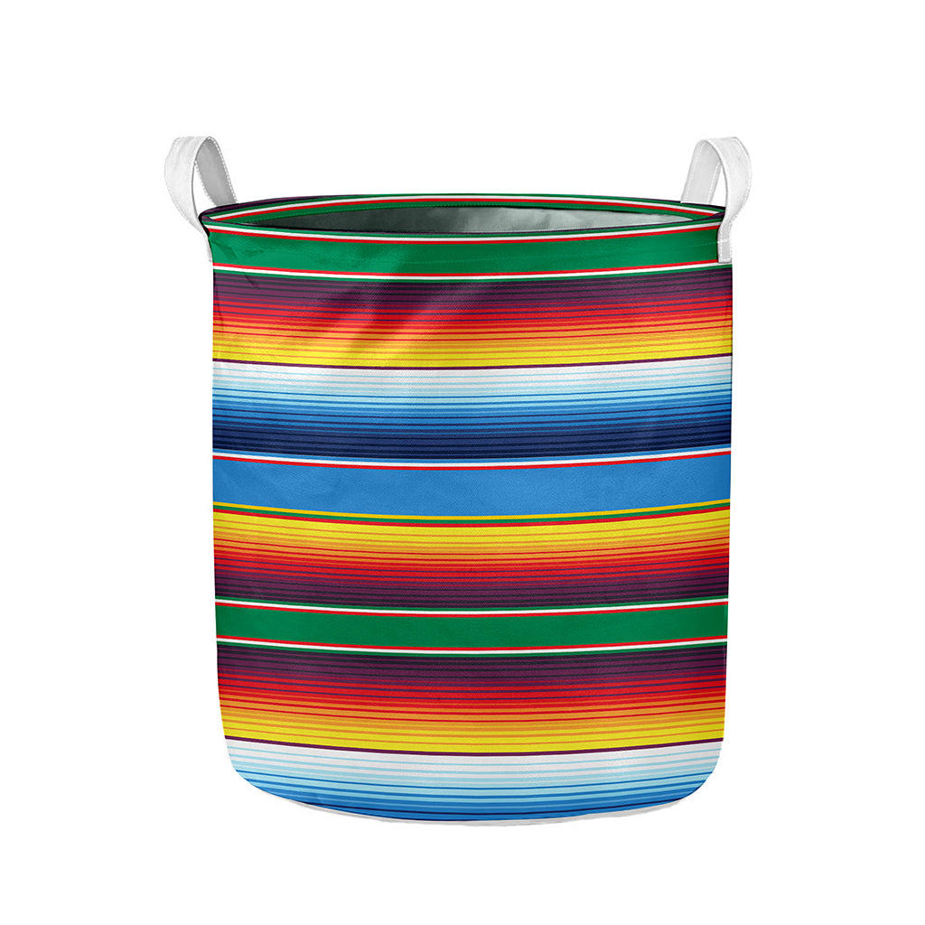 Tribal Mexican Blanket Stripe Print Collapsible Laundry Basket