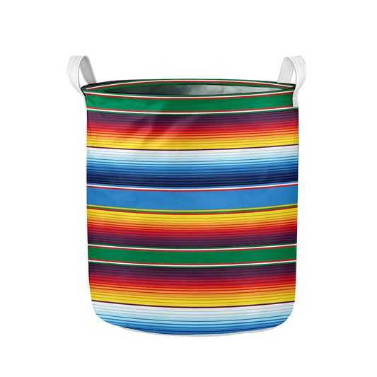 Tribal Mexican Blanket Stripe Print Collapsible Laundry Basket