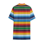 Tribal Mexican Blanket Stripe Print Cotton Hawaiian Shirt