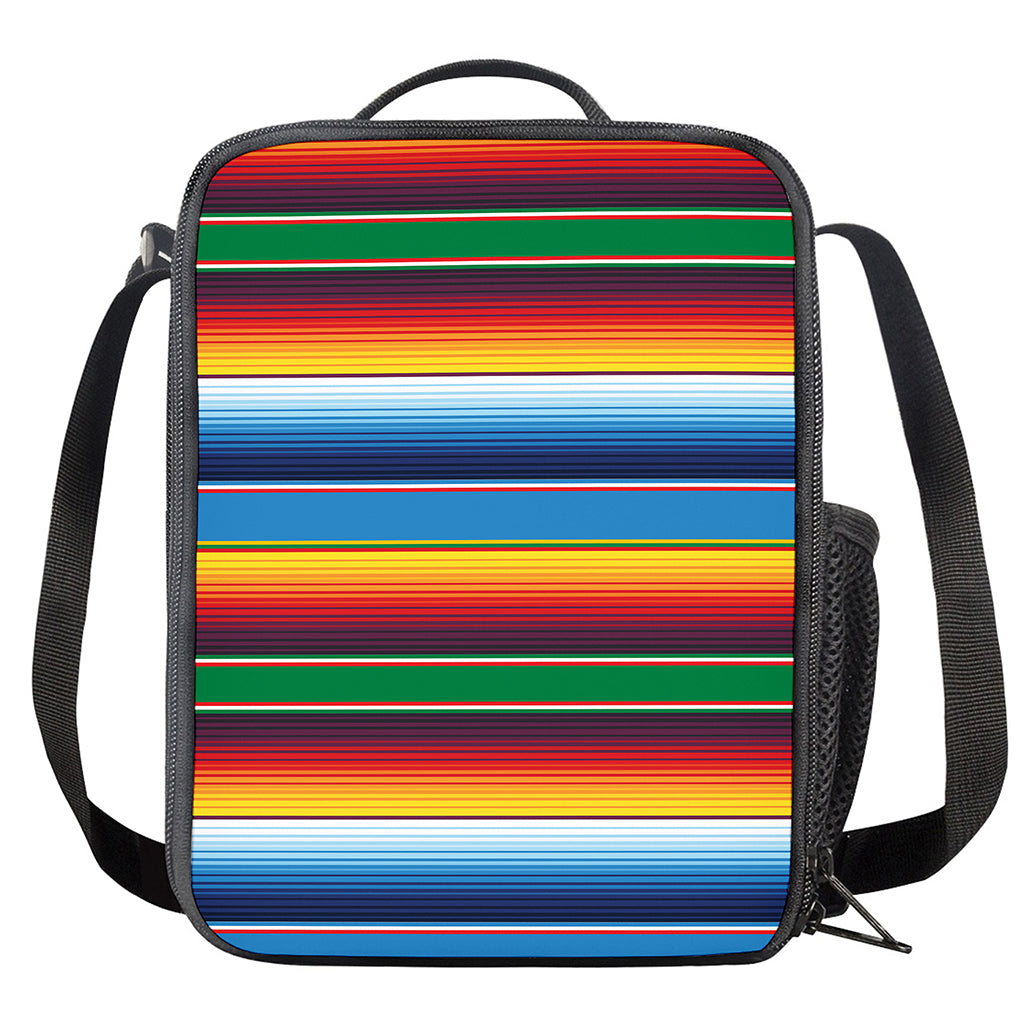 Tribal Mexican Blanket Stripe Print Crossbody Lunch Bag