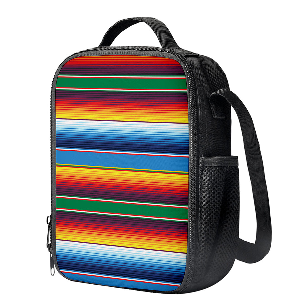 Tribal Mexican Blanket Stripe Print Crossbody Lunch Bag