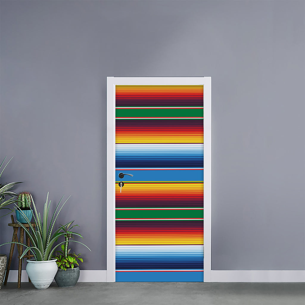 Tribal Mexican Blanket Stripe Print Door Sticker