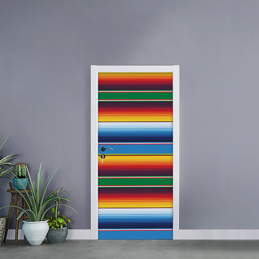 Tribal Mexican Blanket Stripe Print Door Sticker
