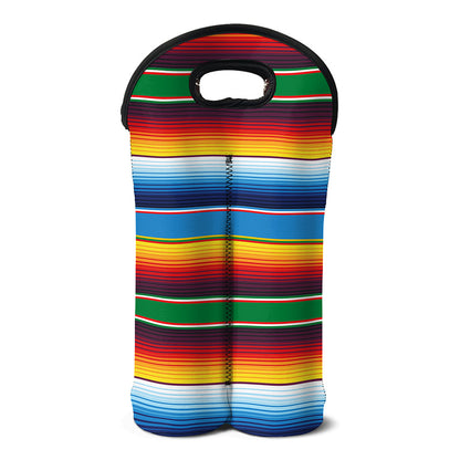 Tribal Mexican Blanket Stripe Print Double Neoprene Wine Tote