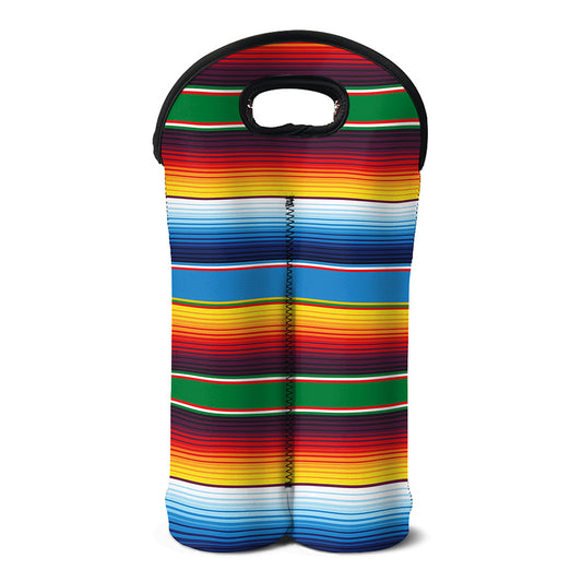 Tribal Mexican Blanket Stripe Print Double Neoprene Wine Tote