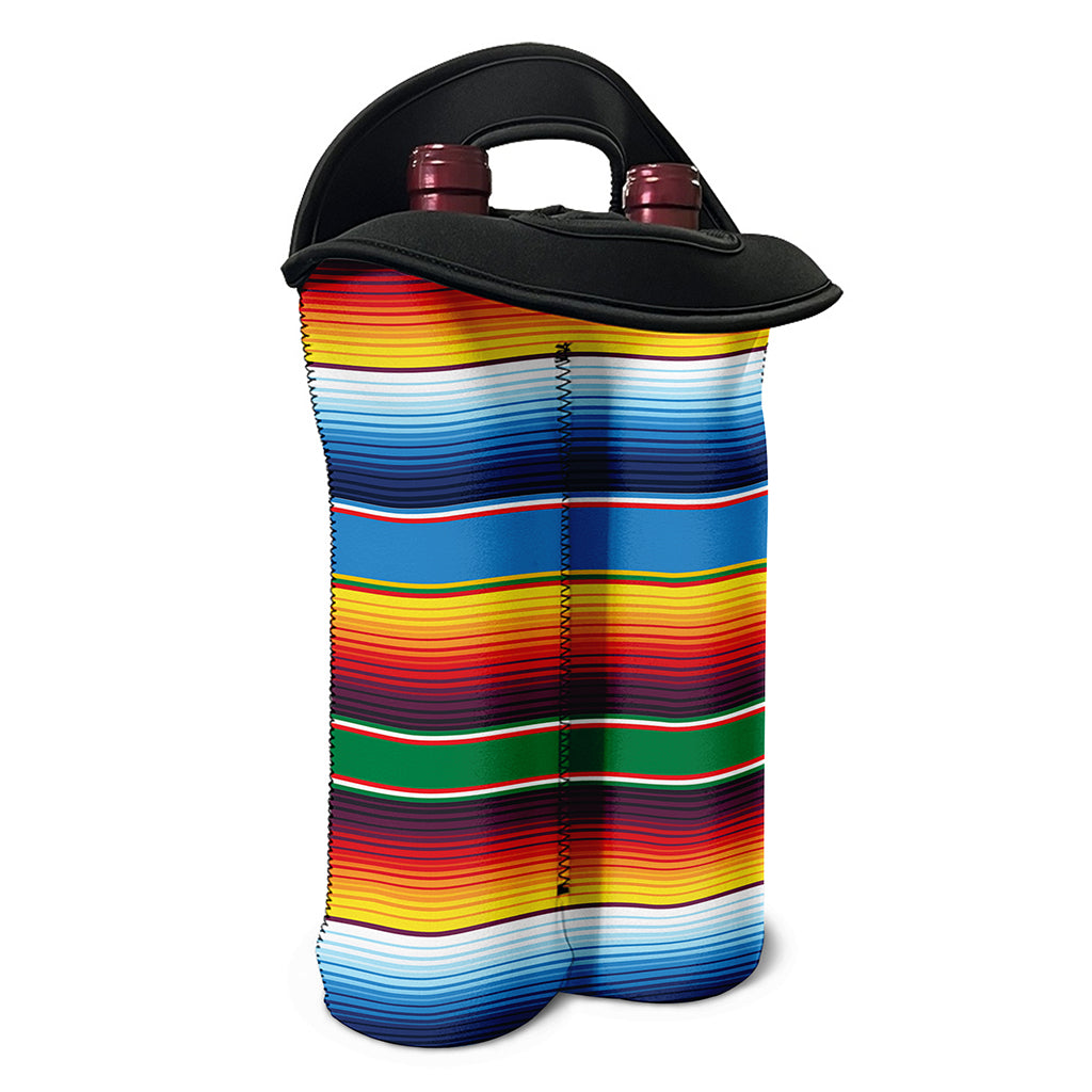 Tribal Mexican Blanket Stripe Print Double Neoprene Wine Tote