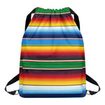 Tribal Mexican Blanket Stripe Print Drawstring Backpack