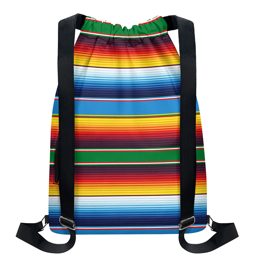 Tribal Mexican Blanket Stripe Print Drawstring Backpack