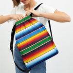 Tribal Mexican Blanket Stripe Print Drawstring Backpack