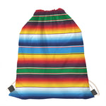 Tribal Mexican Blanket Stripe Print Drawstring Bag