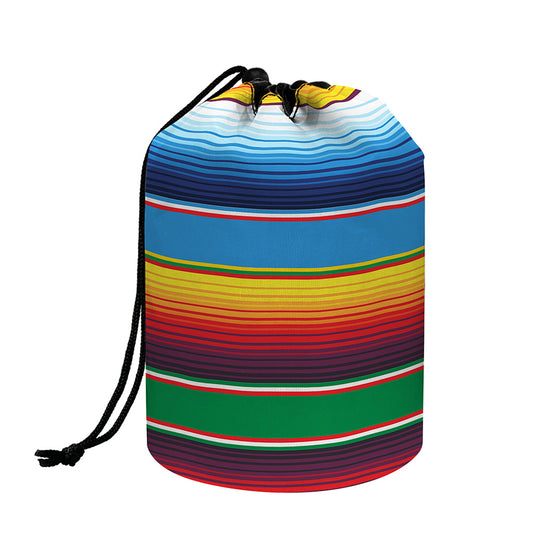 Tribal Mexican Blanket Stripe Print Drawstring Makeup Bag