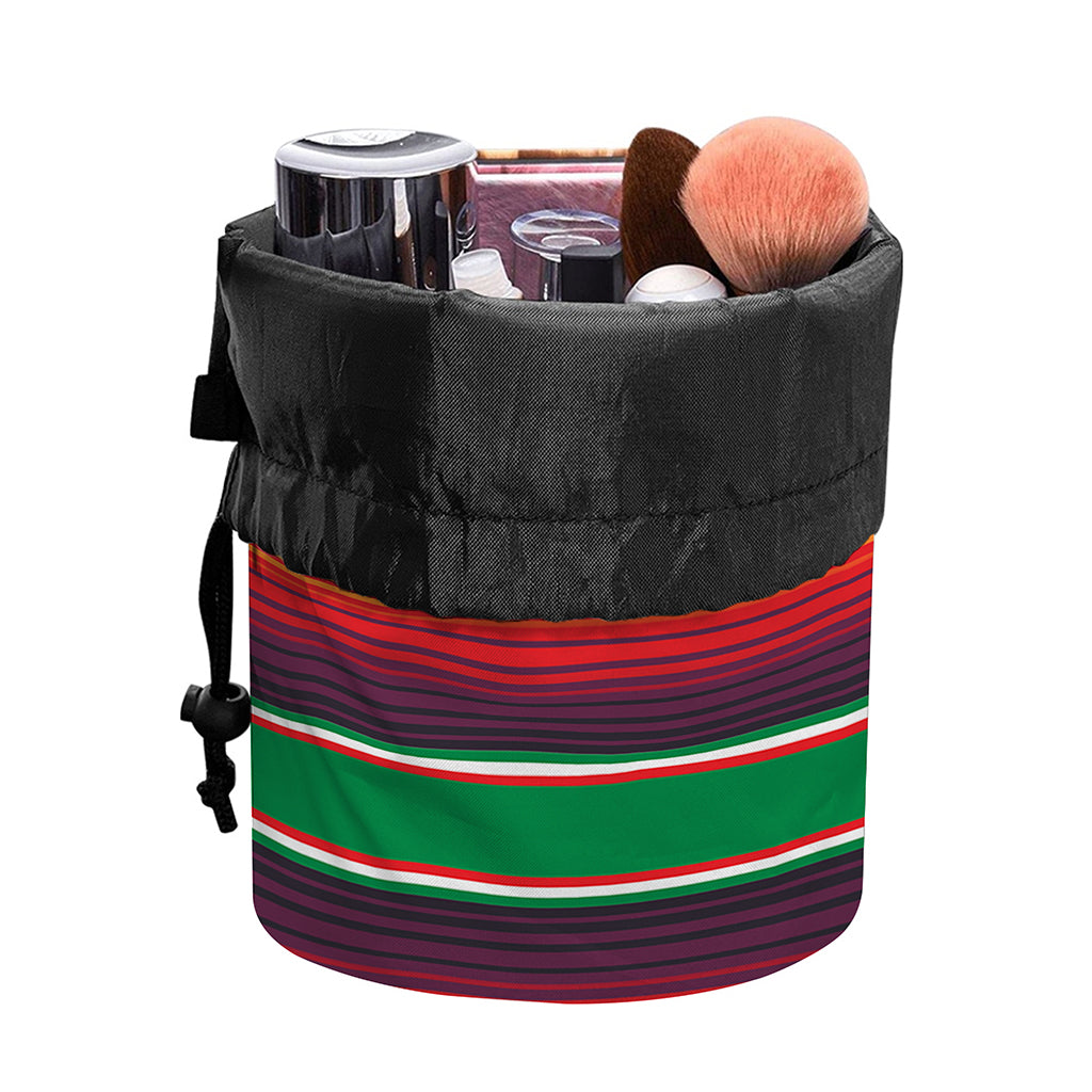 Tribal Mexican Blanket Stripe Print Drawstring Makeup Bag