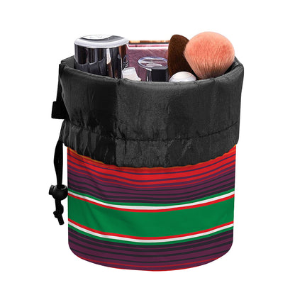 Tribal Mexican Blanket Stripe Print Drawstring Makeup Bag