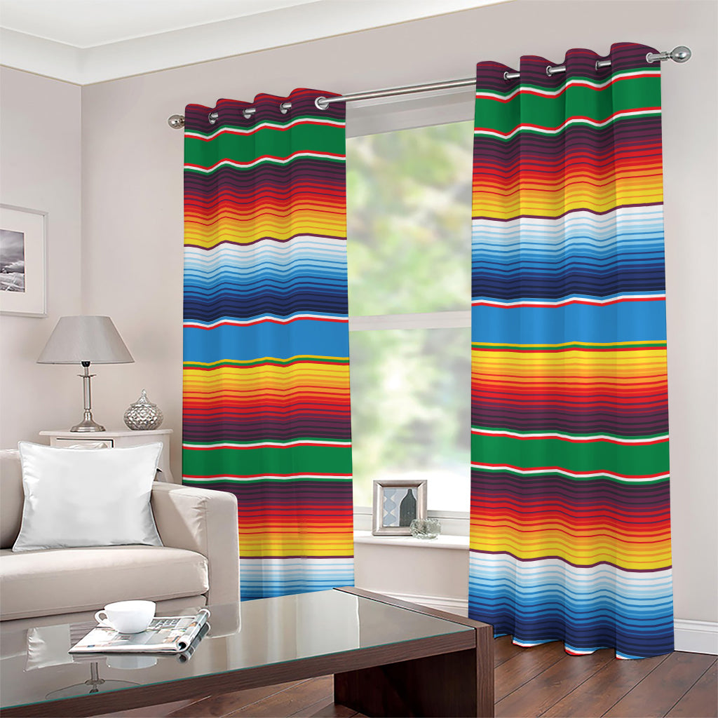 Tribal Mexican Blanket Stripe Print Extra Wide Grommet Curtains