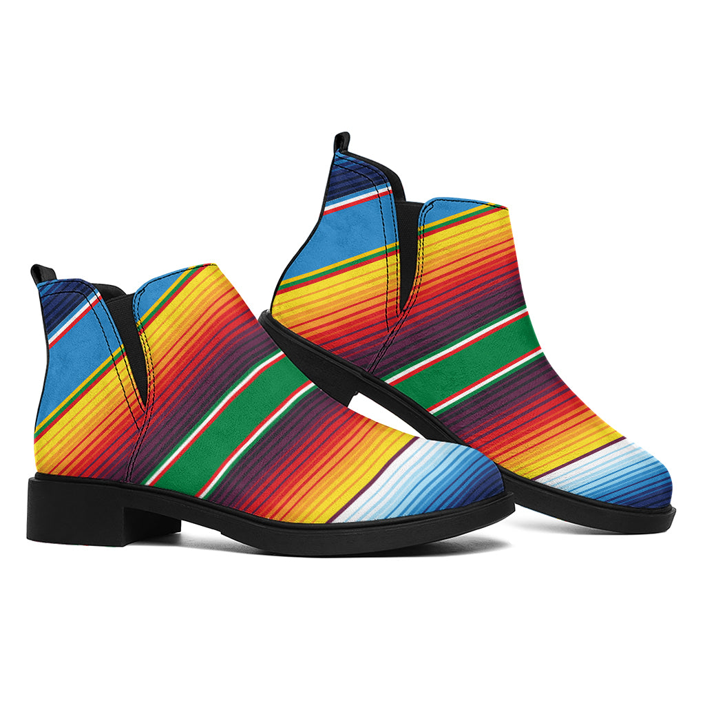 Tribal Mexican Blanket Stripe Print Flat Ankle Boots