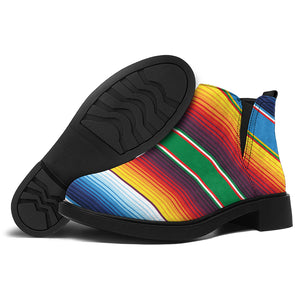 Tribal Mexican Blanket Stripe Print Flat Ankle Boots