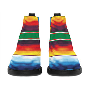 Tribal Mexican Blanket Stripe Print Flat Ankle Boots