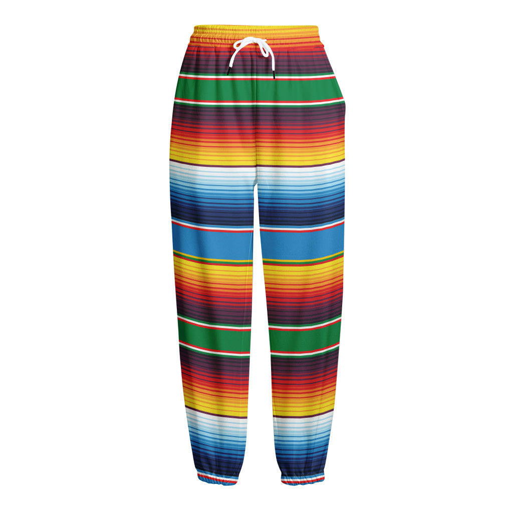 Tribal Mexican Blanket Stripe Print Fleece Lined Knit Pants