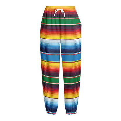 Tribal Mexican Blanket Stripe Print Fleece Lined Knit Pants