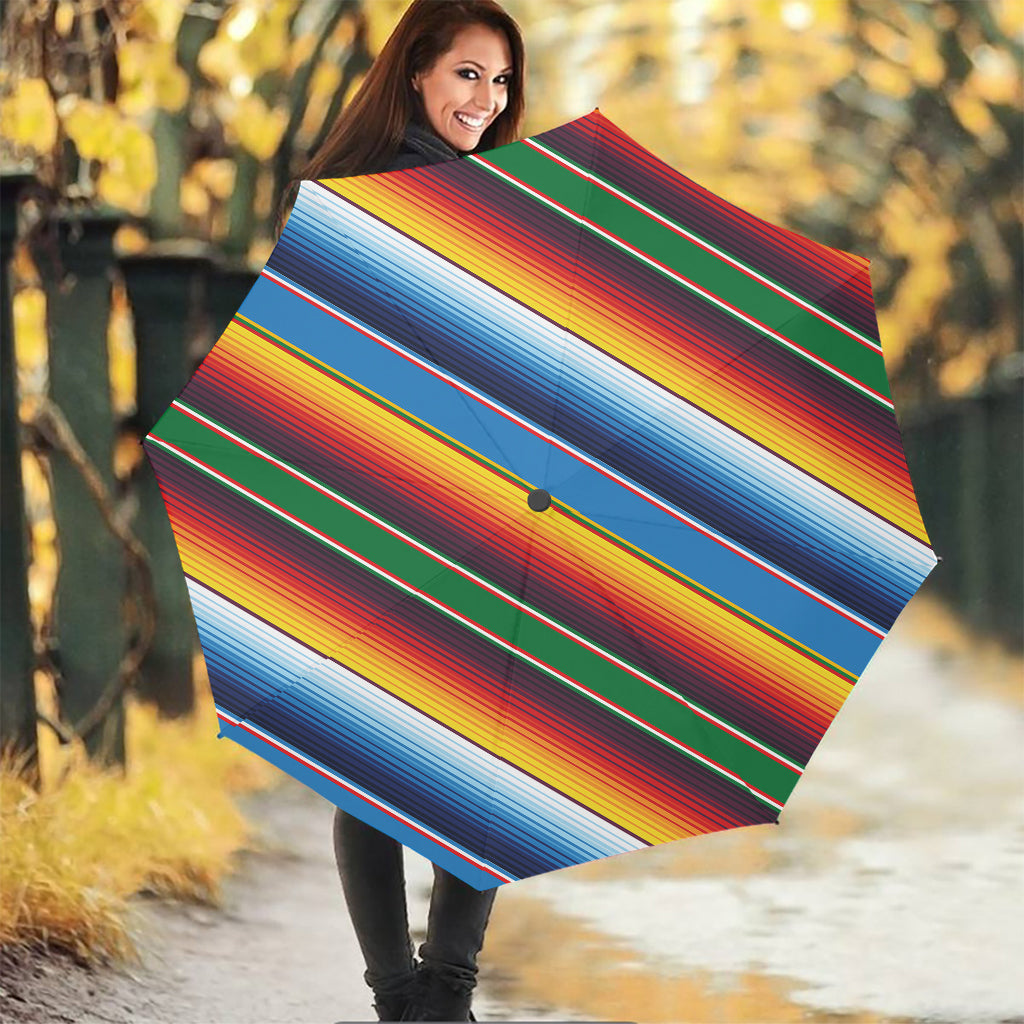 Tribal Mexican Blanket Stripe Print Foldable Umbrella