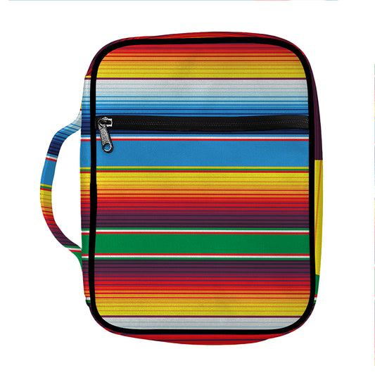 Tribal Mexican Blanket Stripe Print Front Pocket Bible Bag