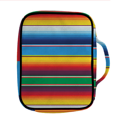 Tribal Mexican Blanket Stripe Print Front Pocket Bible Bag