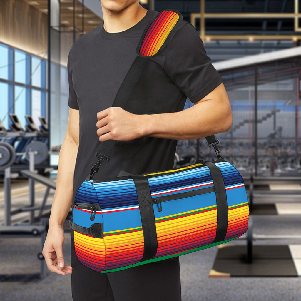 Tribal Mexican Blanket Stripe Print Gym Bag