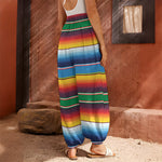 Tribal Mexican Blanket Stripe Print Harem Pants