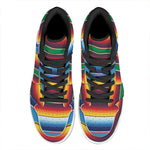 Tribal Mexican Blanket Stripe Print High Top Leather Sneakers