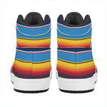 Tribal Mexican Blanket Stripe Print High Top Leather Sneakers
