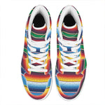 Tribal Mexican Blanket Stripe Print High Top Leather Sneakers