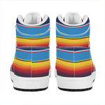 Tribal Mexican Blanket Stripe Print High Top Leather Sneakers