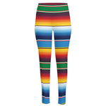 Tribal Mexican Blanket Stripe Print High-Waisted Pocket Leggings