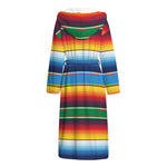 Tribal Mexican Blanket Stripe Print Hooded Bathrobe