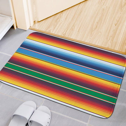 Tribal Mexican Blanket Stripe Print Indoor Door Mat