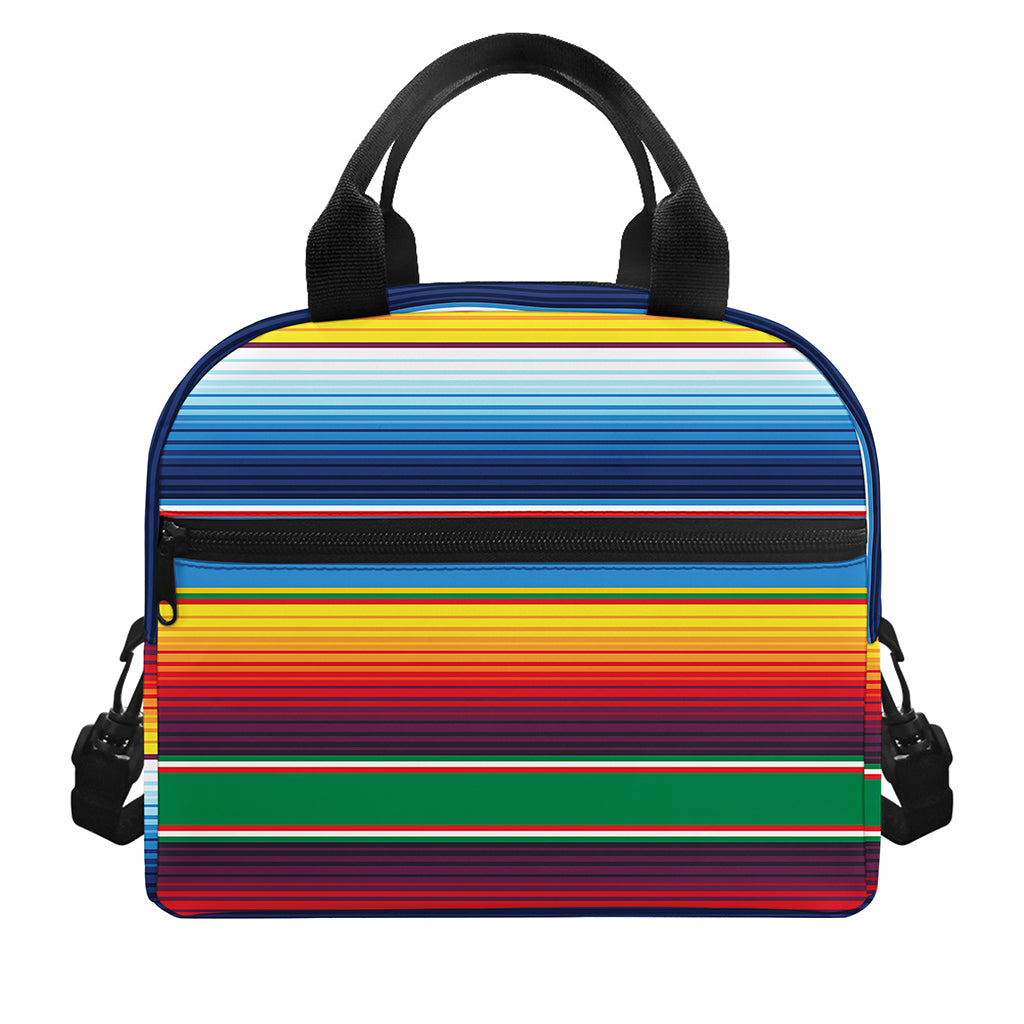 Tribal Mexican Blanket Stripe Print Insulated Lunch Bag