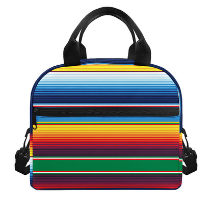 Tribal Mexican Blanket Stripe Print Insulated Lunch Bag