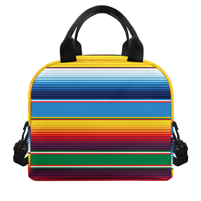 Tribal Mexican Blanket Stripe Print Insulated Lunch Bag