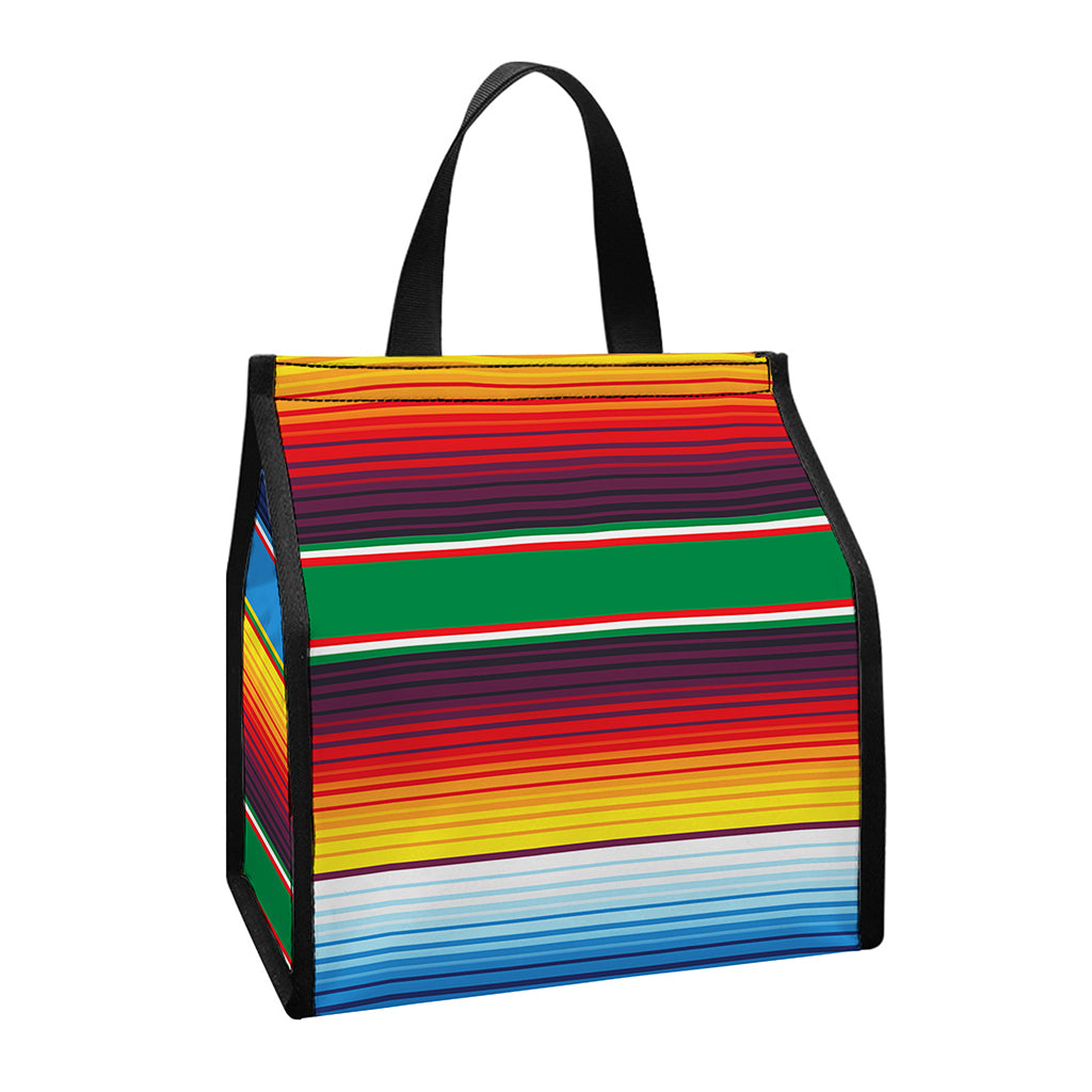 Tribal Mexican Blanket Stripe Print Insulated Lunch Tote